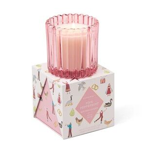Paddywax Ribbed Glass Candle- Pink Peppermint Single Wick Candle